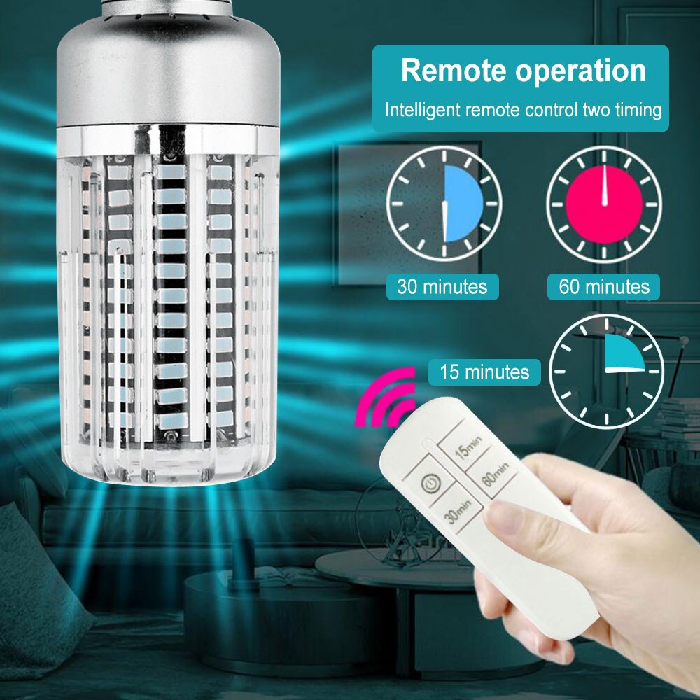 40W 130LEDs UVC Light Bulb UV Germicidal Lamp Sterilizer E27 Corn Shape Light Disinfection light Clean Air Remove Remote control