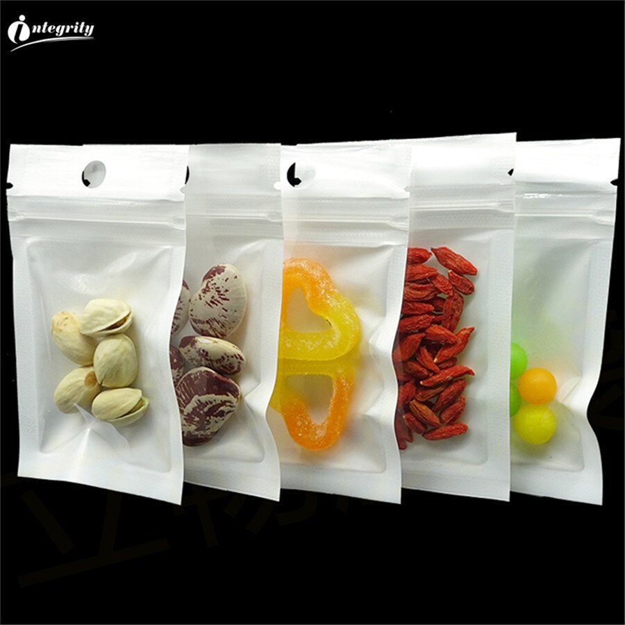 INTEGRITY 100pcs Small size valve bag White/clear Self Sealing Zipper Plastic Packaging Storage Bag Zip Lock plastic package Bag