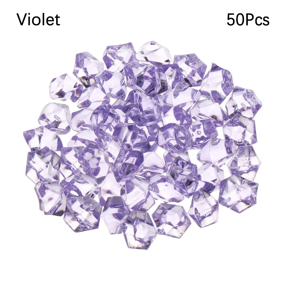 50Pcs Colorful Art Artificial Stones Crystal Ice Cubes Vase Filler Wedding Ornament Garden Cobblestones Aquarium Decoration: violet