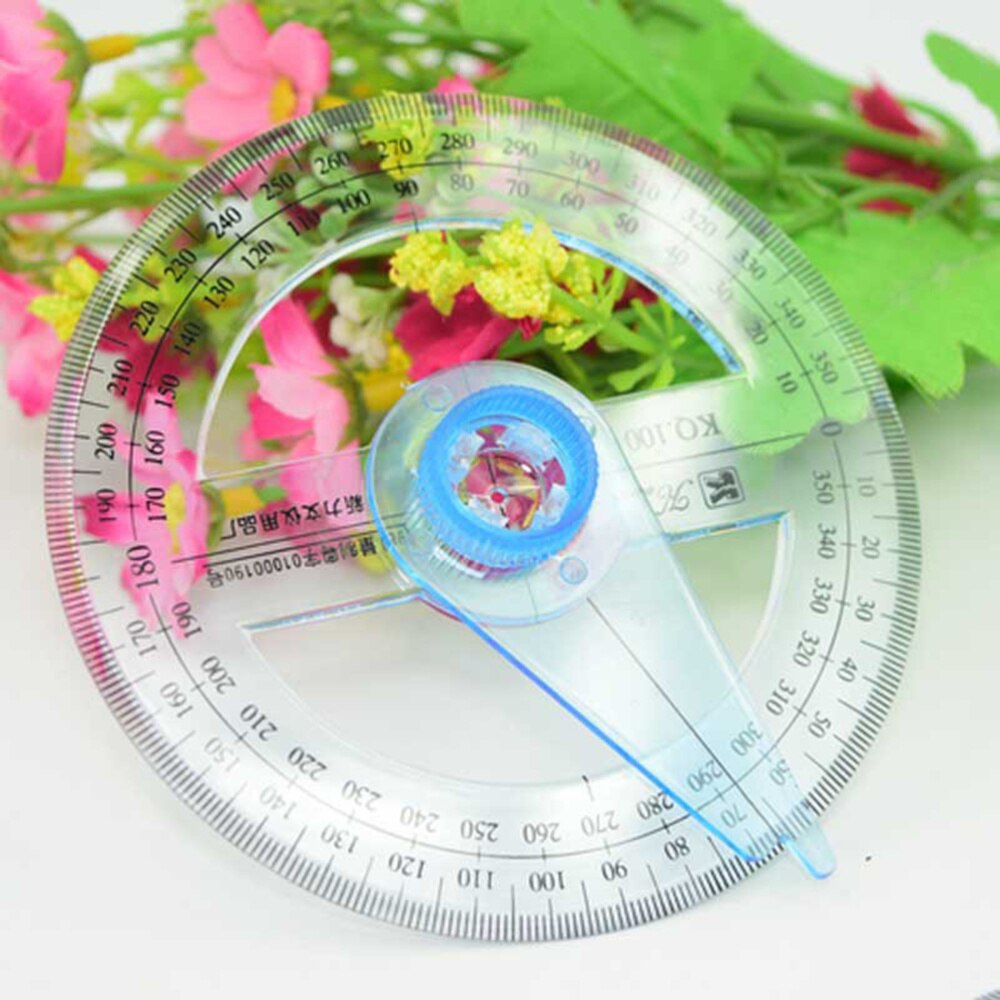 2Pcs 360-degree Circle Protractor For Primary School Students Transparent Plastic Full Circle Goniasmometer Rotating Protractors