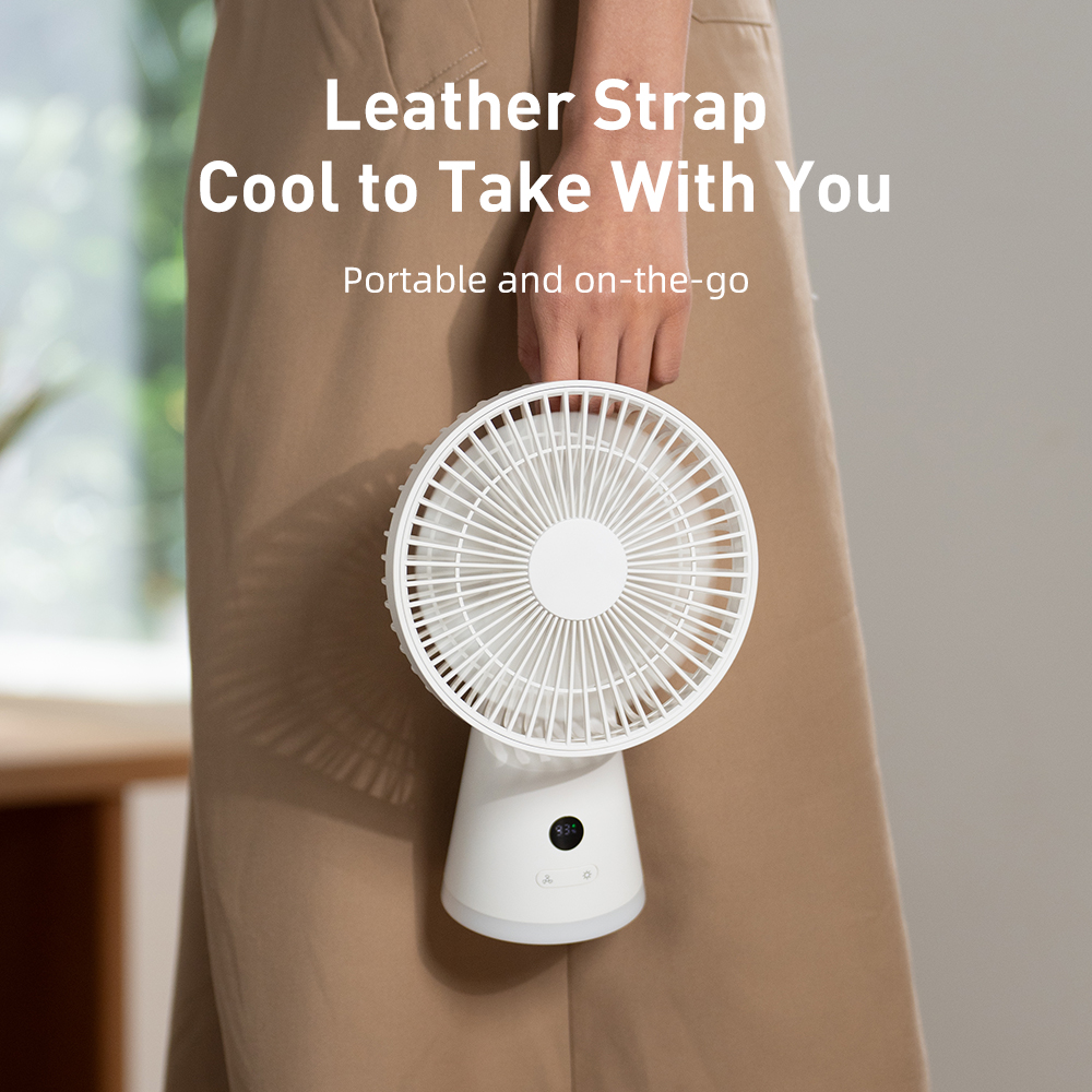 Vvissko Usb Bureauventilator Sterke Luchtstroom & Stille Werking Drie-Speed Wind Mini Tafelventilator 3600Mah Voor Thuiskantoor Slaapkamer