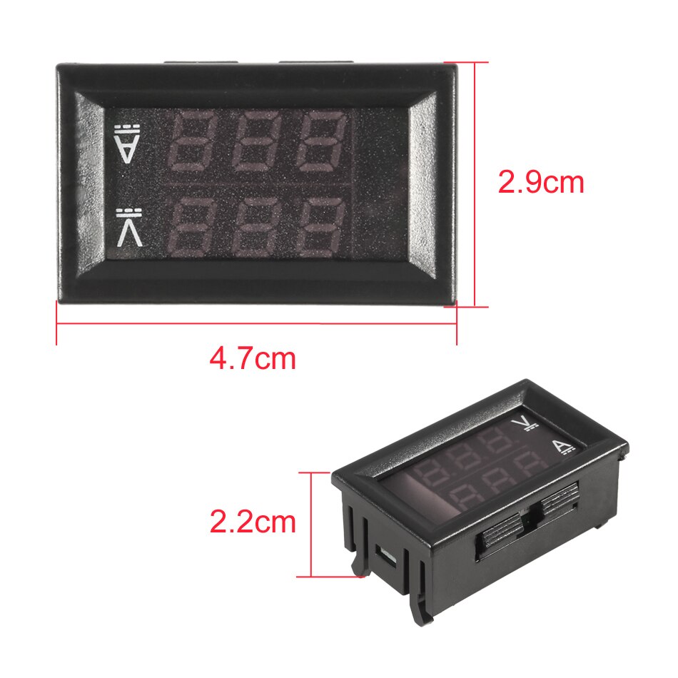 0.28&quot;LED DC0-100V 10A Digital Voltmeter Ammeter 2 in1 Multimeter 12V/24V Voltage Amperage Meter Volt Amp Gauge Panel