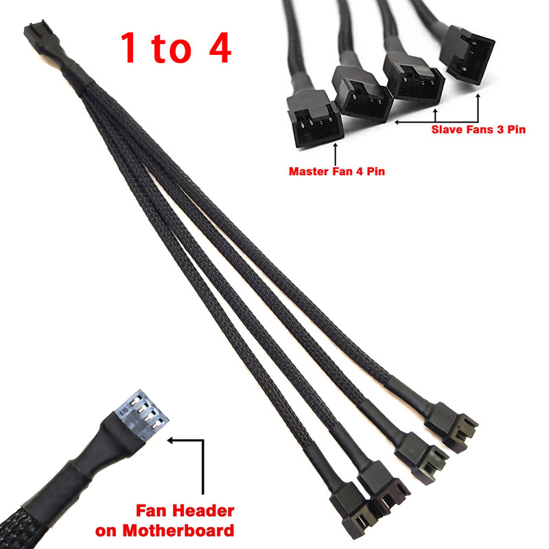 4Stift PWM Fan Splitter Adapter Kabel 1 zu 1 2 3 4 Computer CPU Fan Splitter PC Fan Verlängerung Energie kabel: Blau