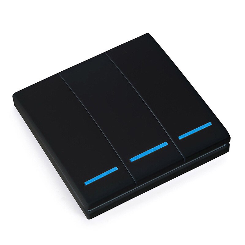 433 Mhz Ac 220V 110V 1CH Draadloze Rf Afstandsbediening Schakelaar Led Nachtlampje Schakelaars Drukknop 86 muur Panel Afstandsbediening Zender: Black 3Button