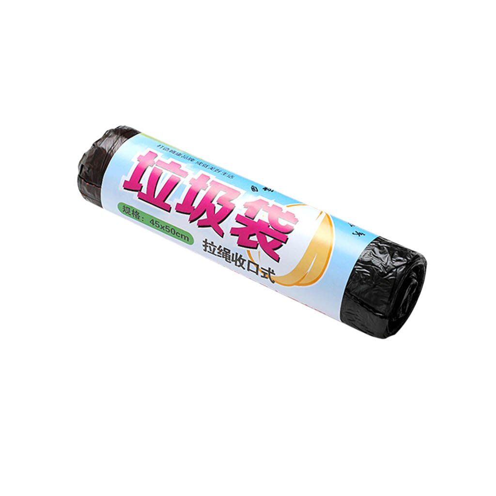 Trekkoord vuilniszakken draagbare vuilnis huishoudelijke wegwerp keuken plastic zak afval vuilniszakken badkamer voor vuilnisbak: Zwart