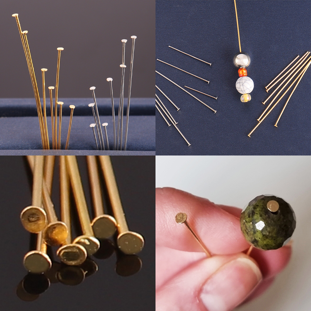 100 peças 15-50mm 316l pinos de joias de aço inoxidável pinos de cabeça plana para fazer jóias suprimentos bola headpins acessórios de pino de olho