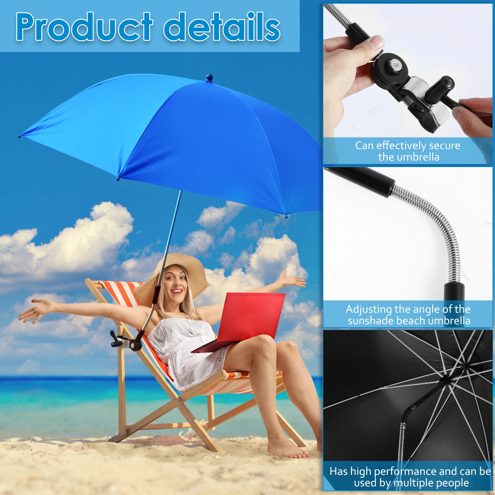 Paraguas para acampar y playa, sombrilla Anti-Uv, sombrilla para playa al aire libre, Clip de protección, equipo para sombrilla, lluvia con silla