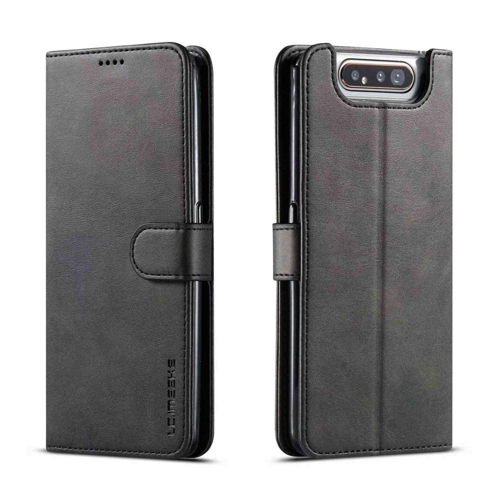 Funda para Samsung Galaxy A80 Funda tapa libro billetera de cuero Funda Vintage magnética protectora Funda para Samsung A80 A90 Etui: For Samsung A90 / Black