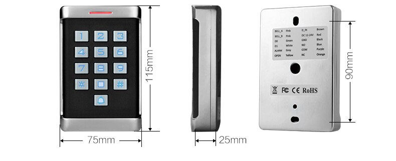 Waterproof Multi standalone Access Control H2 with digital keyboard WG26 input output 2000 Users ID card for door opener