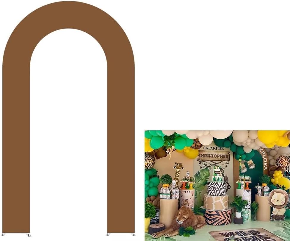 Capa de pano de fundo em arco em forma de U para aniversário, chá de bebê, decoração de festa de casamento, capas elásticas com suporte aberto (parte traseira é branca!): Café / 272 * 1000