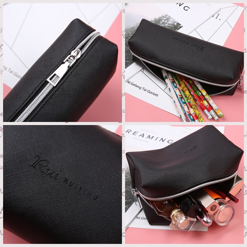 Leather Pencil Case School Pencil Cases Large Capacity Makeup Bag Student Stationary Office Pencil Pen Case Box Bag Kids