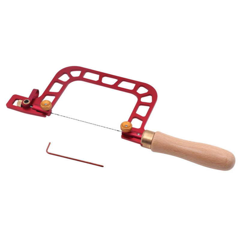 Coping Saw Aluminum Alloy Frame Fret Saw with Diamond Wire Jigsaws for Jade Stone Ceramic Glass Wood Metal Accurate Cutting: Red