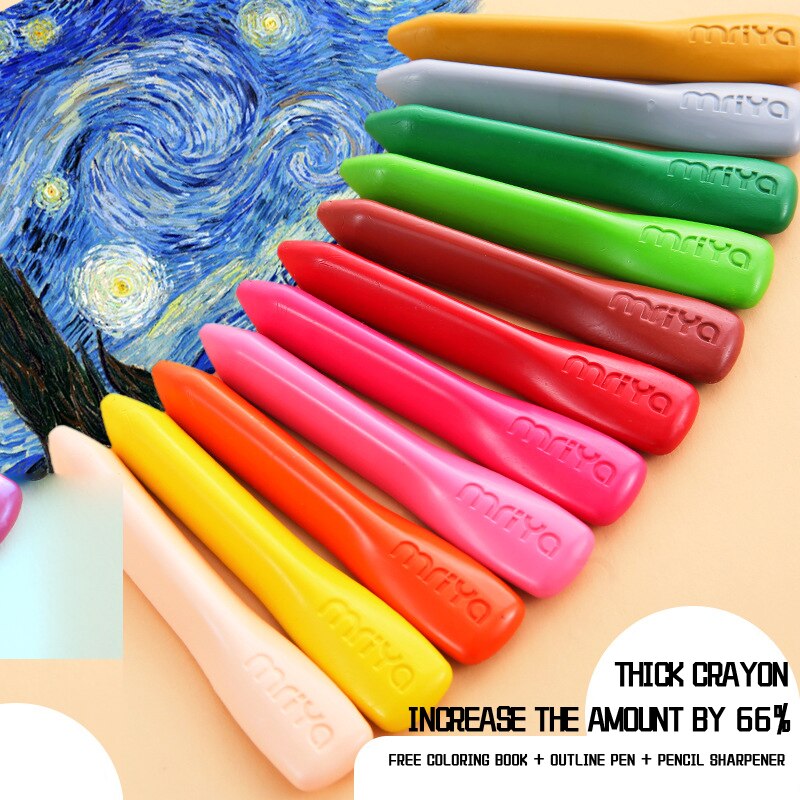 CHEN LIN Triangular Big Head Crayons Safe Non-toxic Triangular Thick Rod Colouring Pencil for Kids Children Drawing Art Supplies