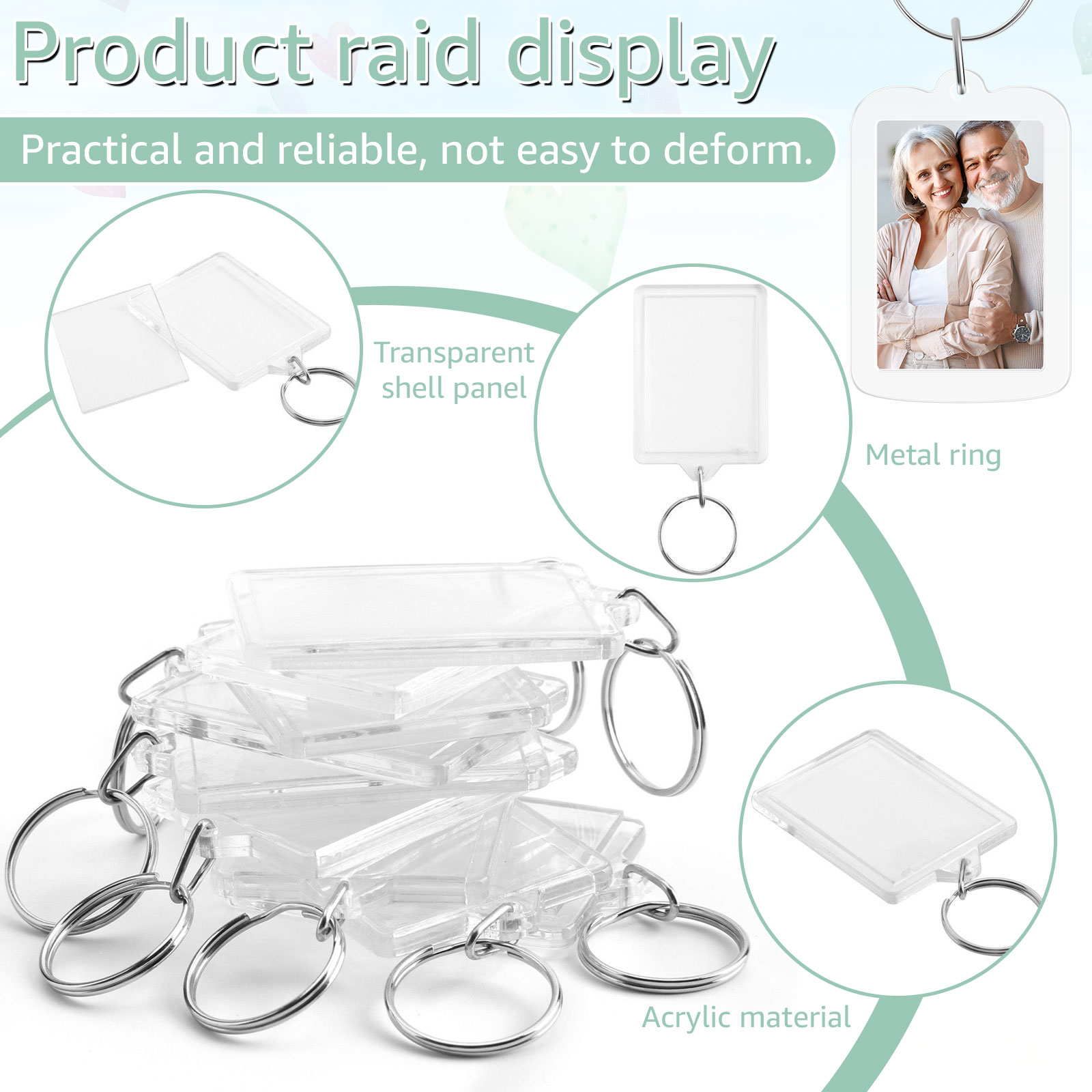 100 stuks blanco foto sleutelhangers acryl blanco foto invoegen sleutelhanger dubbelzijdig duidelijke sleutelhanger fotohouder DIY feestgast