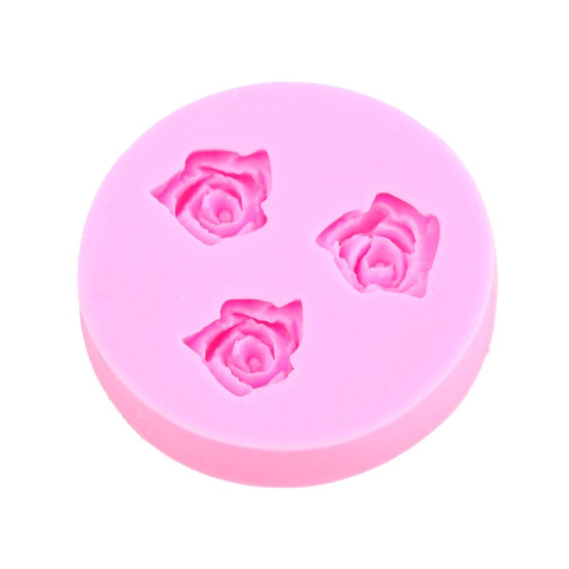 Lille lille størrelse 3d rosenblomster fondantkage småkage chokolade sæbeformskærer modelleringsværktøj tilfældig farve 4.8*4.8cm #25520