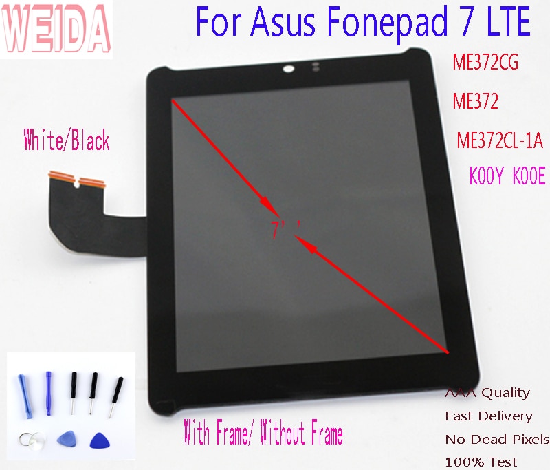 WEIDA 7'' For Asus Fonepad 7 LTE ME372CG ME372 K00E ME372CL-1A K00Y LCD Touch Screen Assembly with Frame with Tool 5470L FPC-1