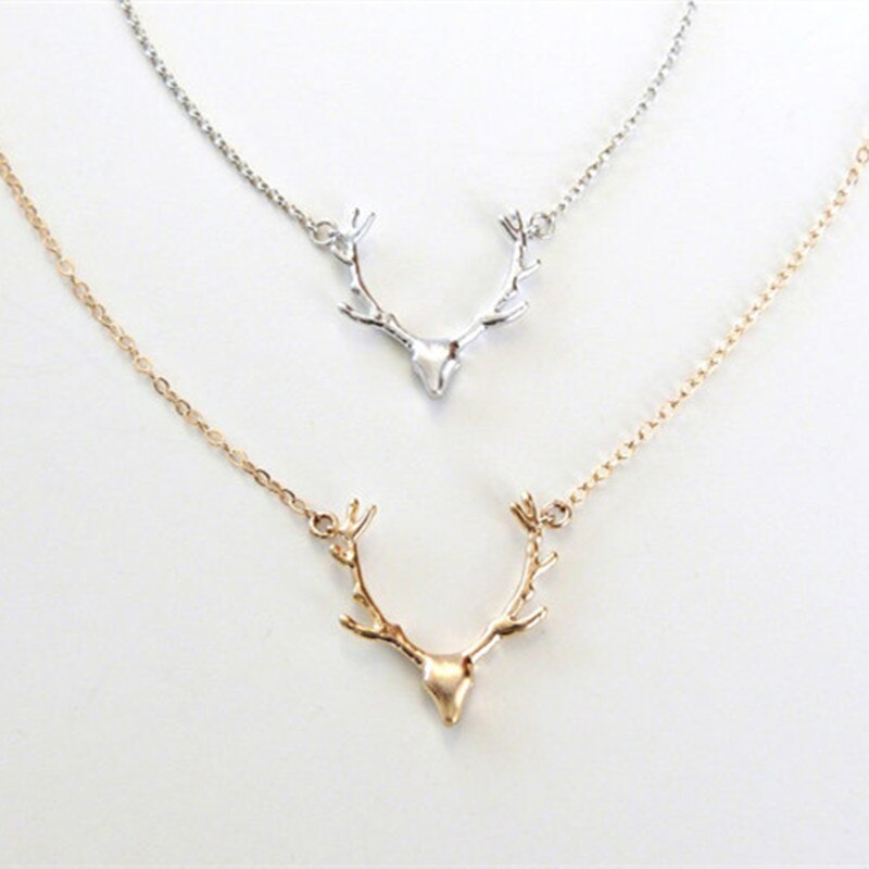 1pc di Modo Semplice Cervi AntlerNecklace In Acciaio Inox Renna Pendente Della Collana Delle Donne del Regalo di Natale