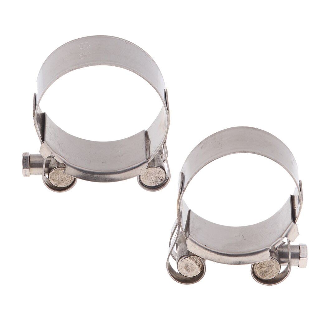 2x 44-47/48-51mm Stainless Steel Exhaust Silencer Link Pipe Hose Clamp Clips