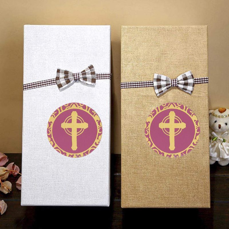 500pcs Religious Christian Cross Stickers Round Labels for Envelope Seals Stationery Party Favors Wedding Decoration