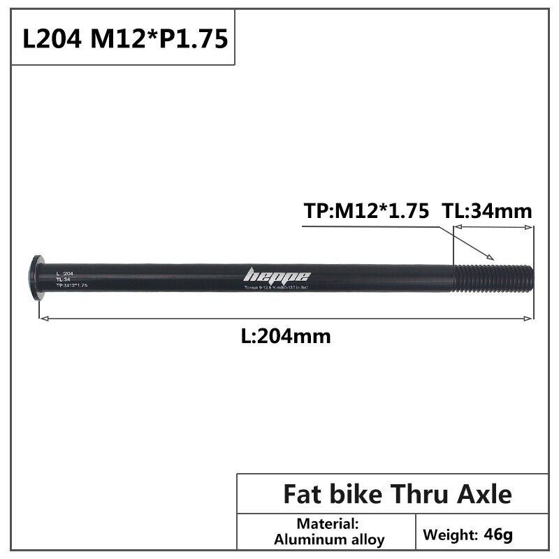 HEPPE Fahrrad Steckachse 15x10 0/110 Gabel Welle Spieße Fett Fahrrad steckachse 15x14 2/148 M12xP 1,5 MTB Fahrrad schnell Freisetzung: L204 M12x1.75 TL34