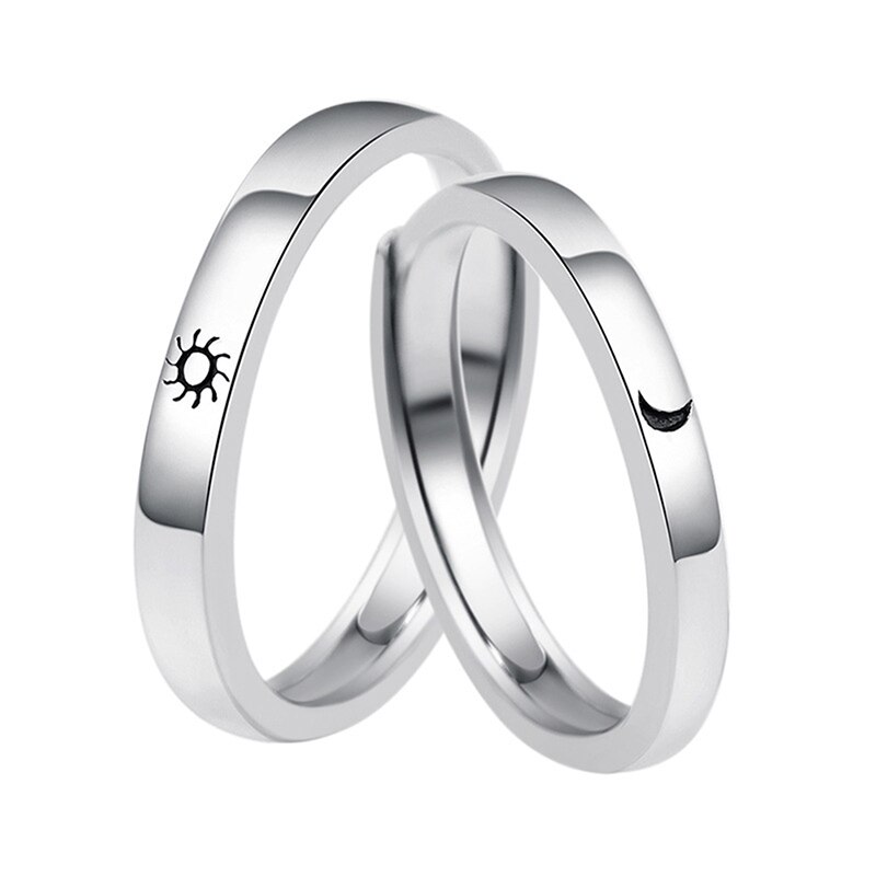 Zink-legierung Liebhaber Paar Ringe Sonne Mond Hochzeit Versprechen Ring Für Frauen Männer Engagement Schmuck Party