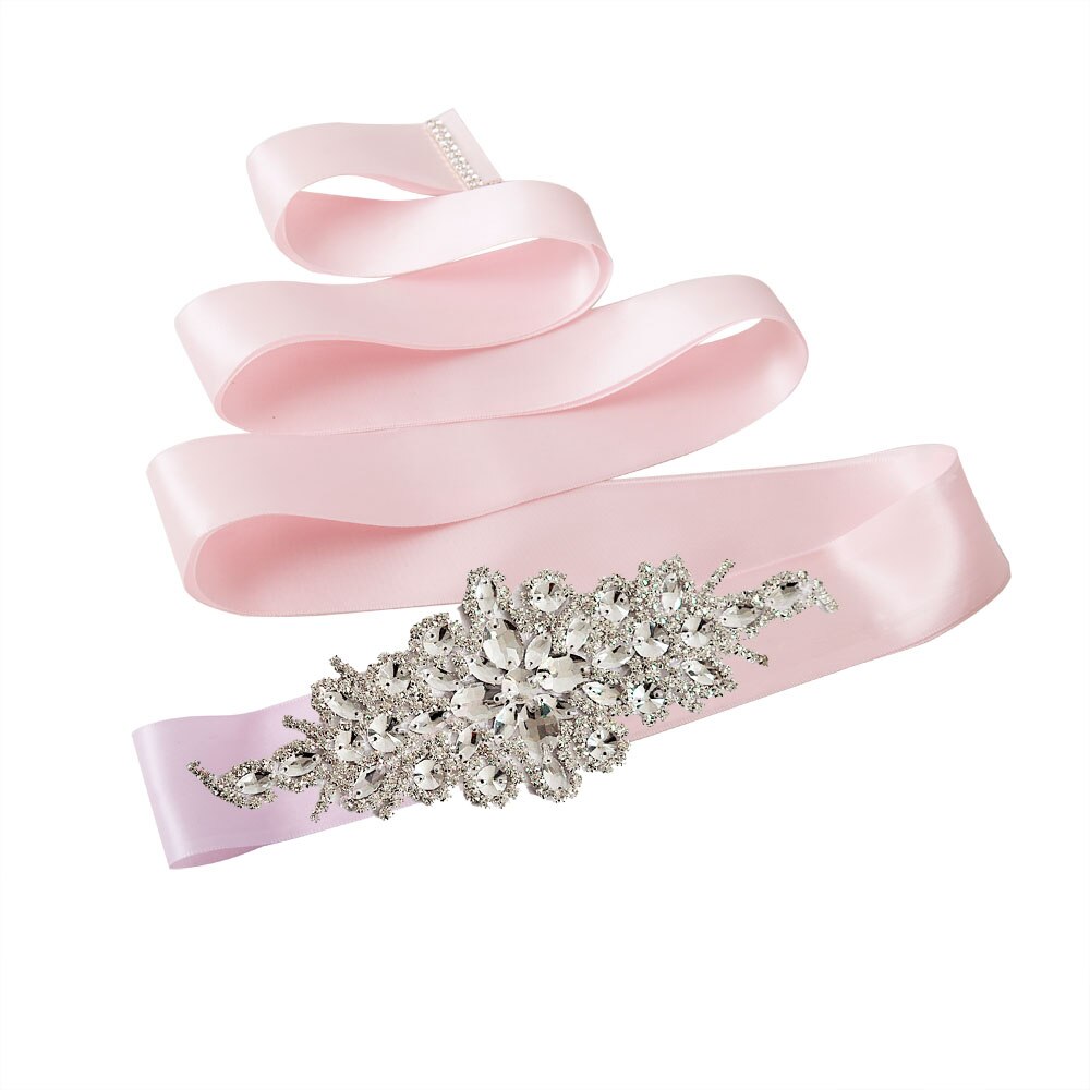 Trixy  s01 prachtige strass-steentjes riem bruidsriem diamanten trouwjurk riem kristallen bruidssjerp voor trouwjurk accessoires: Roze