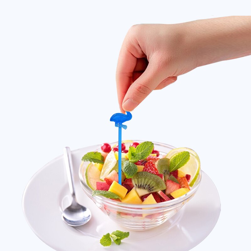 Fourchette à fruits flamant rose, Mini choix Buffet Cupcake fourchette à fruits gâteau Dessert bâtonnets à salade Cocktail broche à cure-dents 50 pièces