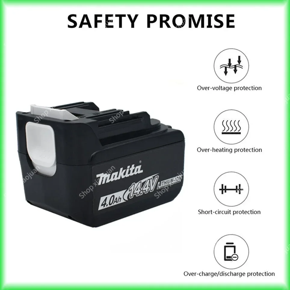 Batterie aste pour Makita, indicateur LED, 4,0 Ah, 14.4V, BL1430, BL1415, BL1440, 196875-4, 194558-0, 195444-8
