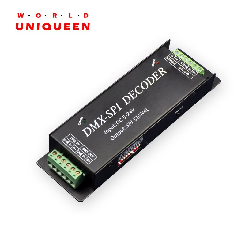 DMX200 DC5-24v 480w SPI signal LED DMX-SPI decoder, led full color strip light DMX controller, DMX signal CLK, SPI signal output