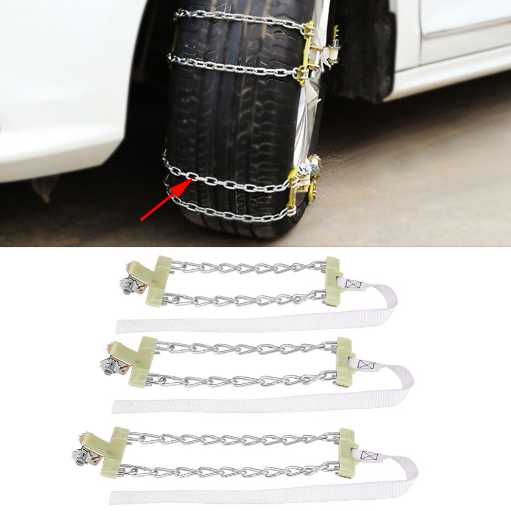 3 uds cadena antideslizante de acero antideslizante para neumáticos, cadena de Clip para Seguridad automotriz de lodo de nieve para coches, camiones, SUV, accesorios universales para neumáticos