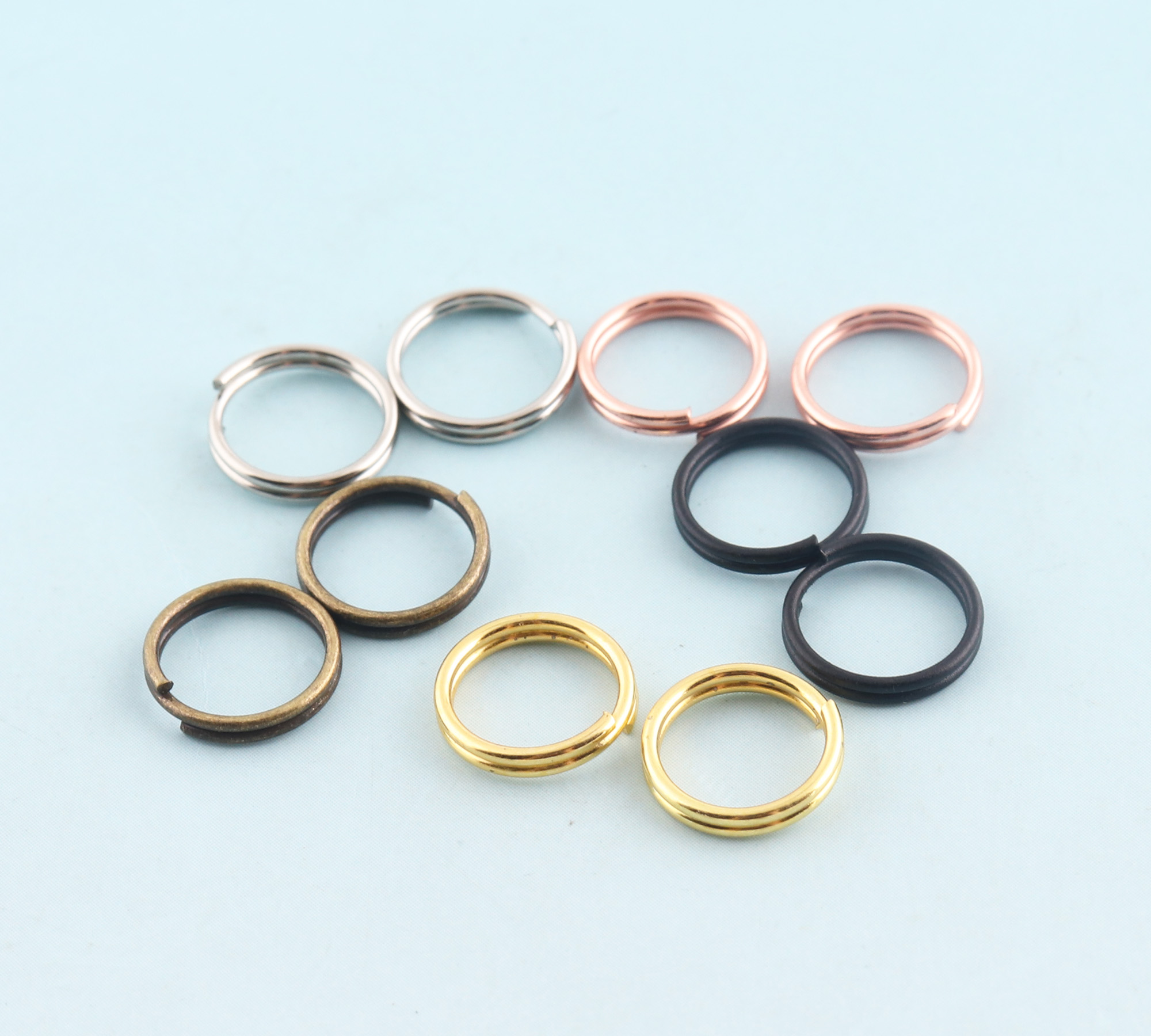 100 st delade ringar, 8mm/10mm nyckelringar i roséguld, hoppringar i metall, nyckelring för smyckestillverkning, tillbehör