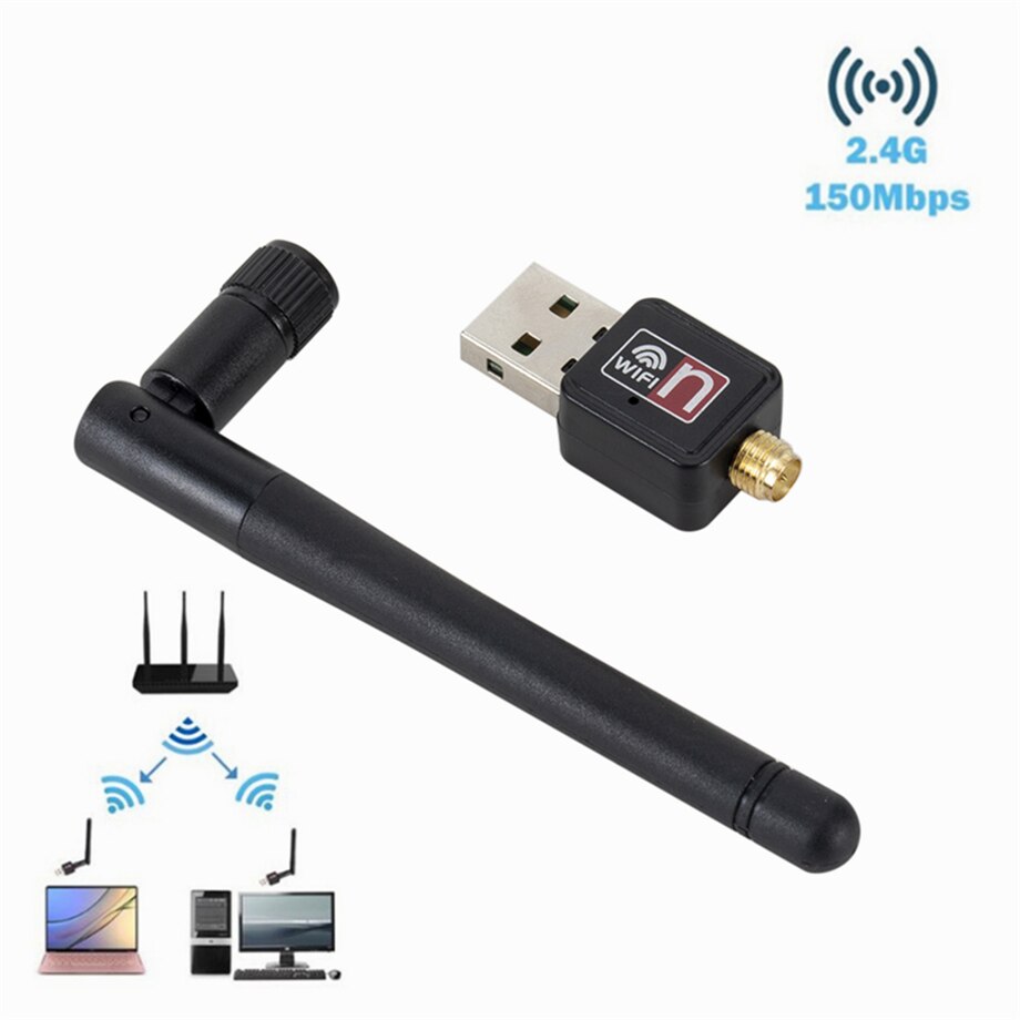 YIGETOHDE USB Wifi Adapter 150Mbps 2dB Antenna Network Lan Card PC Wi-fi Receiver Wireless Portable