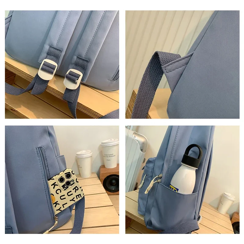 Bolsa de ombro grande capacidade à prova dwaterproof água faculdade viagem mochila feminina cor pura simples meninas mochila portátil