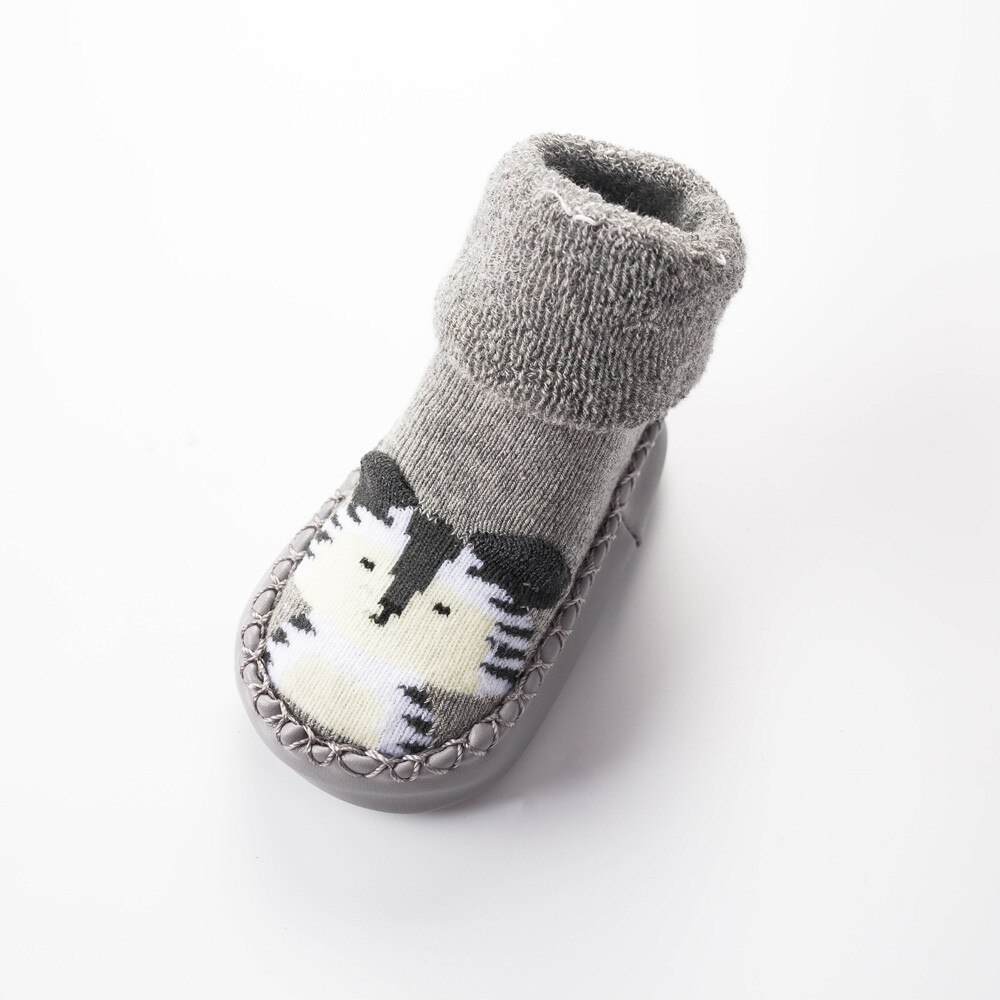 Otoño calcetines de bebé de invierno con zapatos de goma calcetines para niños calcetines de dibujos animados para bebés antideslizantes suelas de suelo de cuero para bebés