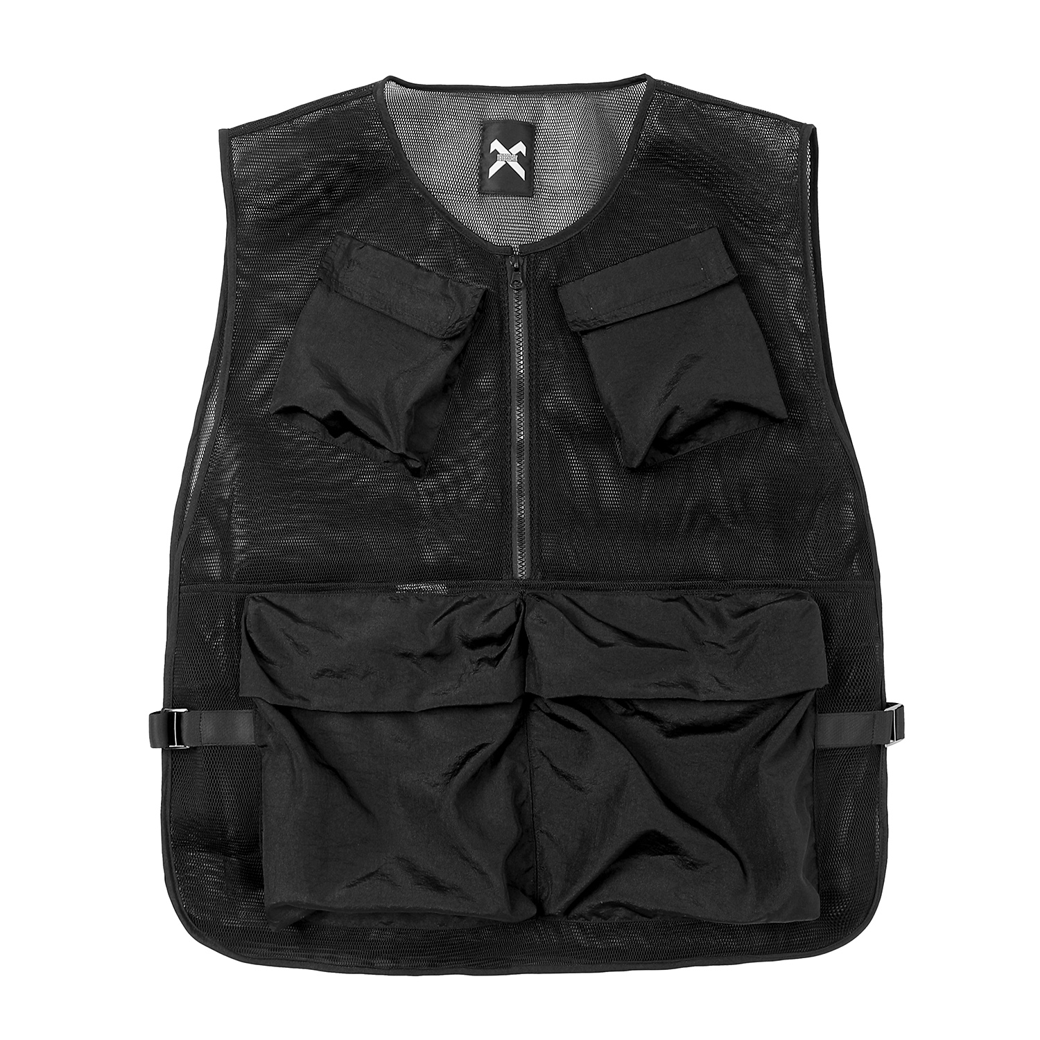 Men Streetwear Pockets Vest Black Techwear Zipper Jacket: black / XL