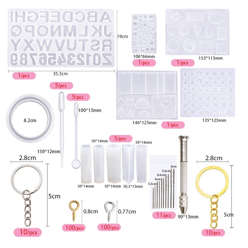 477 Stuks Siliconen Hars Gieten Mallen Starter Kit, Alfabet Nummer Siliconen Mal En Gereedschap Set Voor Hars Sieraden