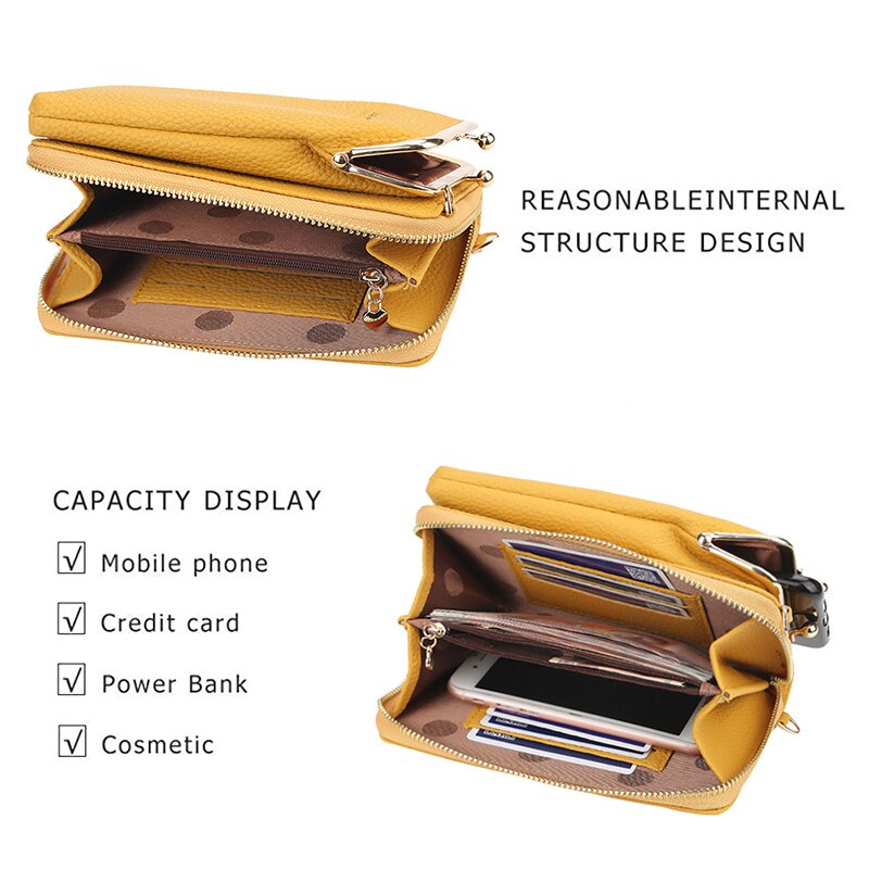 Baellerry Small Shoulder Crossbody Bag Women Cellphone Bag Daily Use Card Holder Phone Purse female Wallet Yellow Bolsas