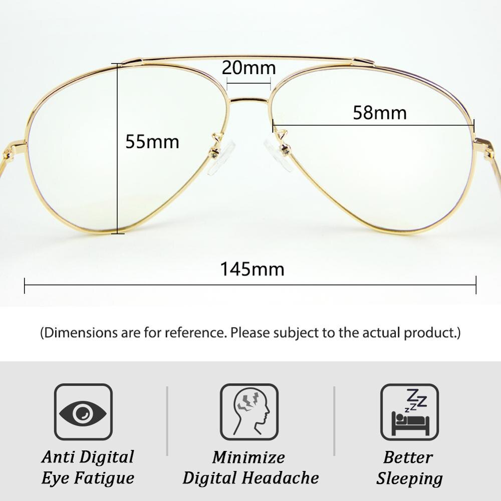 Cyxus Anti lumière bleue ordinateur lunettes Anti yeux fatigue surdimensionné métal cadre unisexe-8805