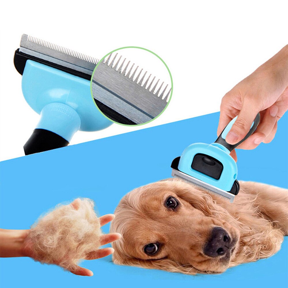 Escova para escovar cães e gatos, removível, pente para remover pelos do gato, curto, médio, cachorro