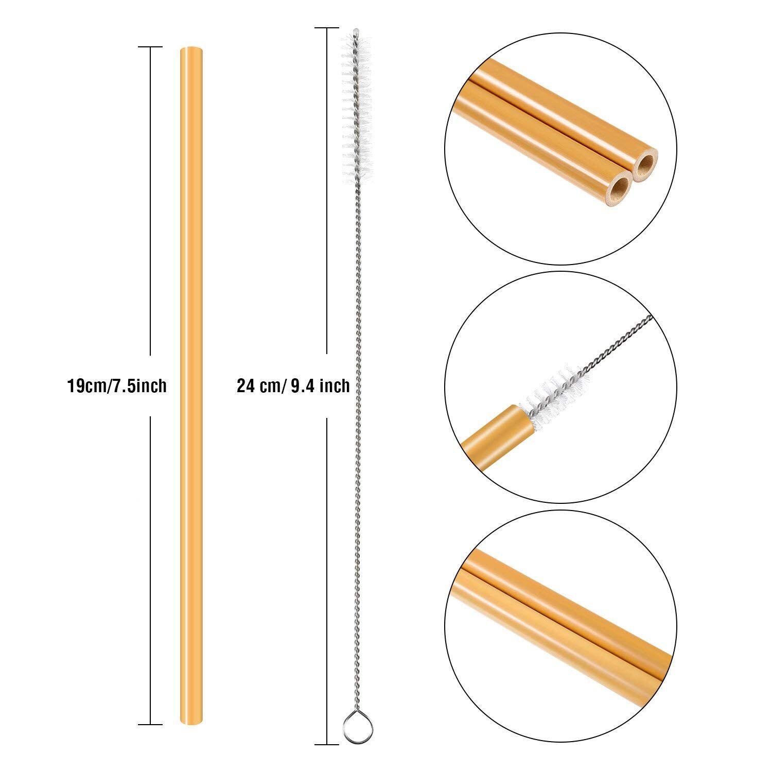 12pcs/set Bamboo Straws Reusable Eco Friendly Party Bar Straws With Clean Brush Drinking Straws