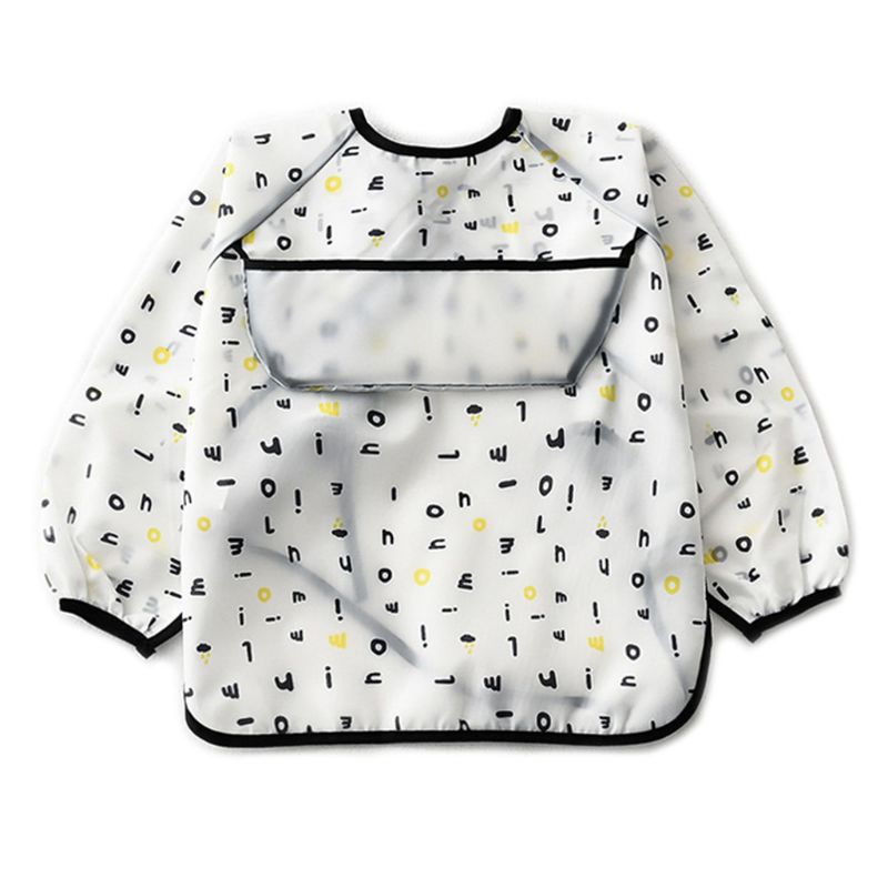 Waterdichte Baby Kid Schort Peuter Lange Mouw Feeding Bib Cartoon Art Burp Doek Q81A