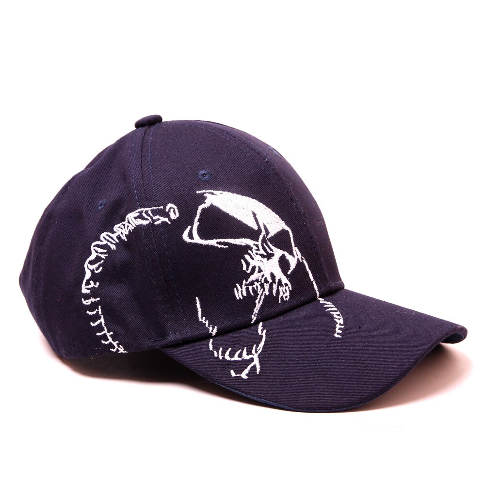 Embroidered Skull Cap for Men Cotton Baseball Caps Sports Pattern Black Women Army Male Cap Knit Cap Hip Hop: Navy left
