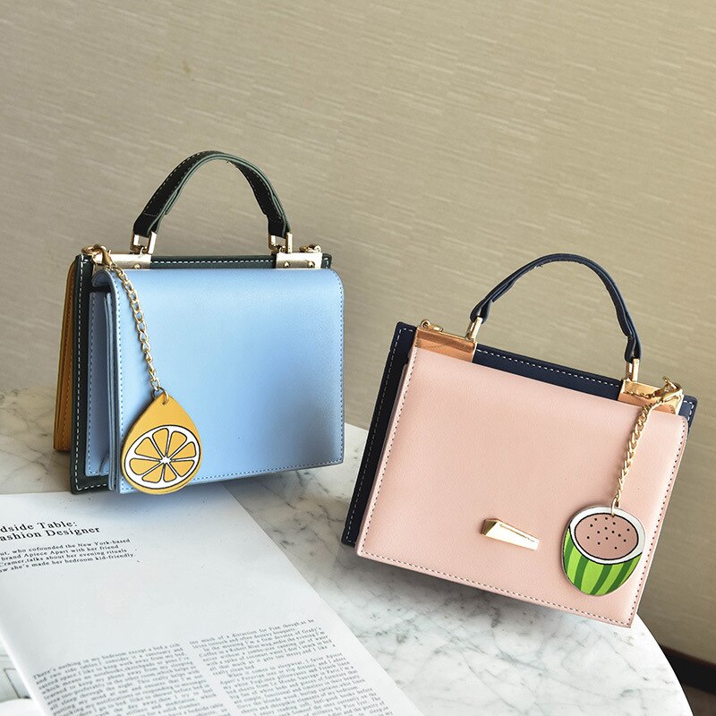 dames sac à bandoulière en cuir PU couleur unie sac deux couleurs épaule messager carré sac hit couleur sac à main
