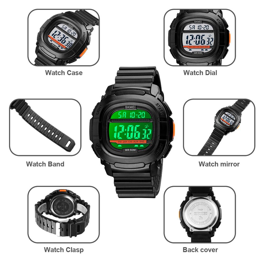 Skmei heren digitaal polshorloge dual time outdoor horloge led waterdicht gshock elektronische sporthorloges herenhorloges reloj hombre
