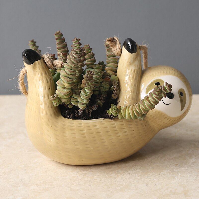 Sloth Flower Pot Animal Plant Pot Hanging Planter Ceramic Pots for
