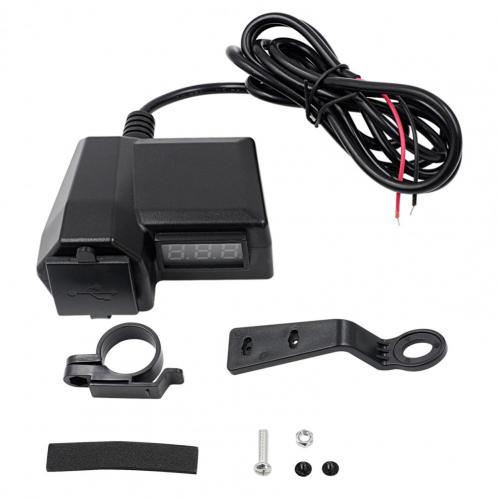 3.1A Motorcycle Waterproof USB Charger Socket Adapter Dual USB Car Power Supply For Phone Charger Voltmeter Display Accessories: Default Title