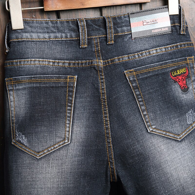 Mannen Geborduurde Jeans, , Trends, Mannen Geborduurde Jeans, Mannen Stretch Jeans, broek, Plus Letters