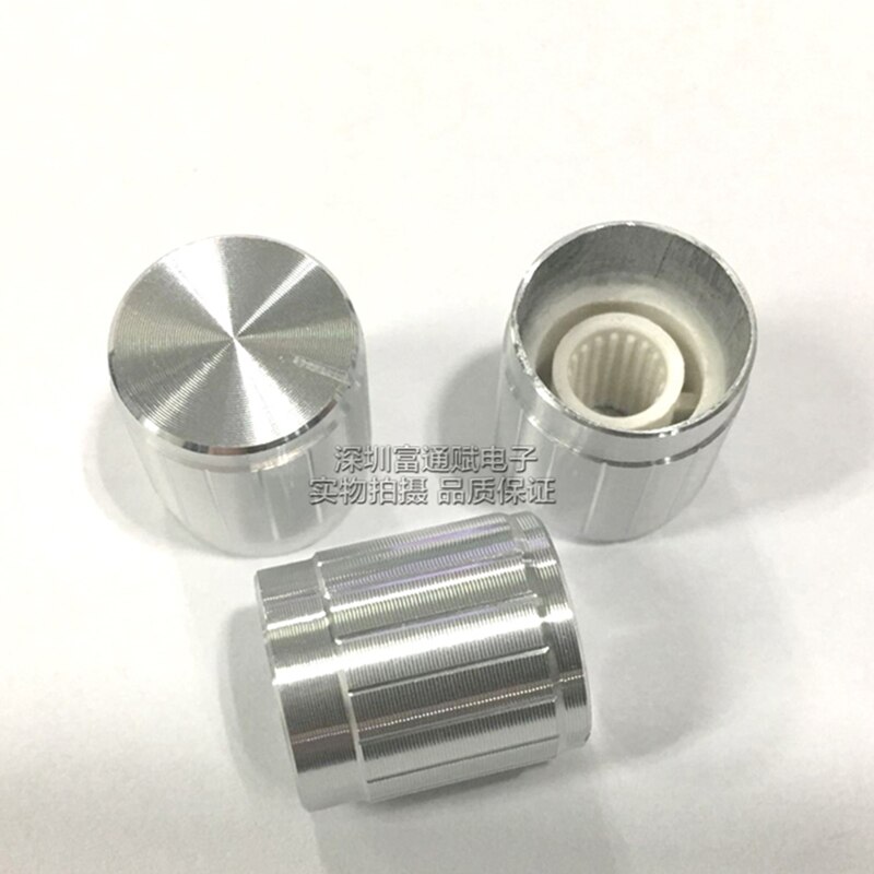 10 stuks aluminium knop 15MM * 17MM zilver potentiometer switch cap bloem as gat binnenste gat 6MM