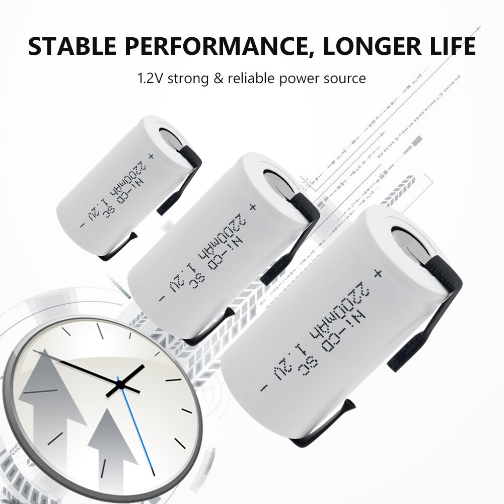 1-10Pcs 22*42mm Sub C SC Rechargeable Battery 1.2V 2200mAh NI-CD Batteries Cell With Welding Tabs For Electronic Tools