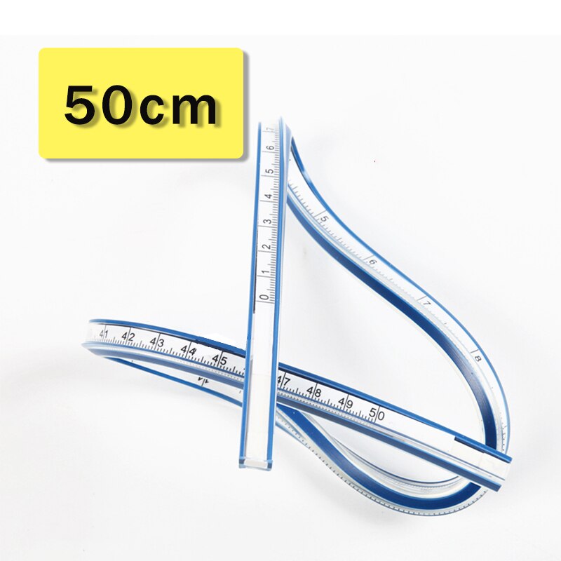 Regla curva Flexible, regla curva arbitraria suave, 30/40/50/60cm, herramienta de medida de dibujo de PVC, cinta/Regla, ropa/Arquitectura: 50cm